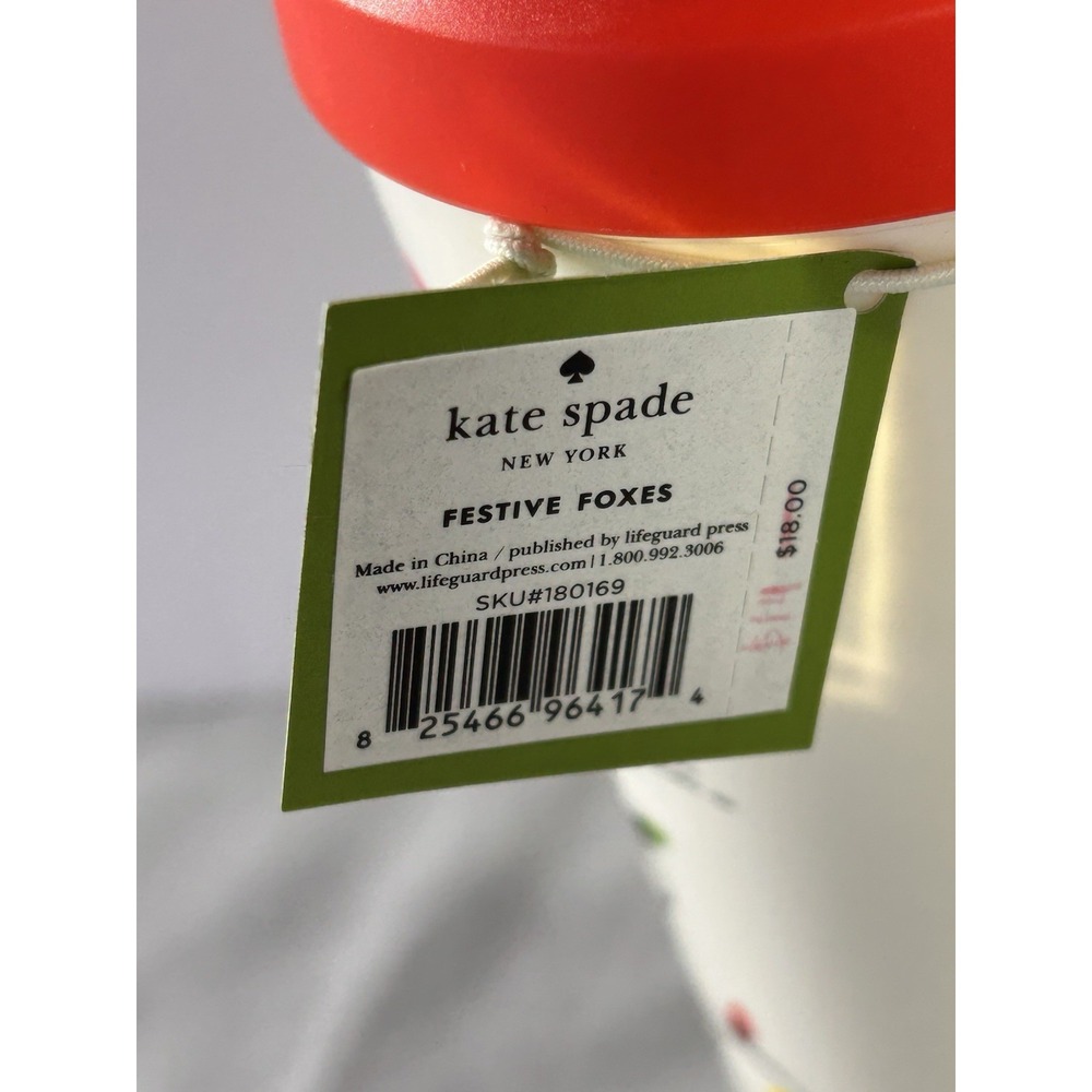 Kate Spade New York Festive Foxes thermal mug tumbler 16 oz New Designer - Picture 4 of 13